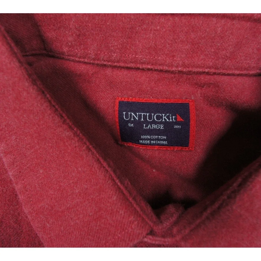 UNTUCKit Shirt Mens Large Red Button Up Long Sleeve Collared Sherwood Adult